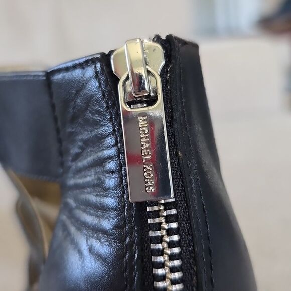 Michael Kors Black Leather Gisele Open Toe Caged Heels - Size 7 - Picture 7 of 16